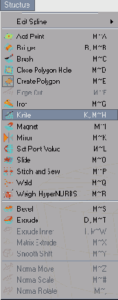 Инструмент Knife разрезает полигоны на более мелкие