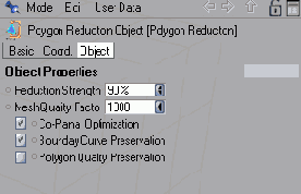 Параметры деформатора Polygon Reduction